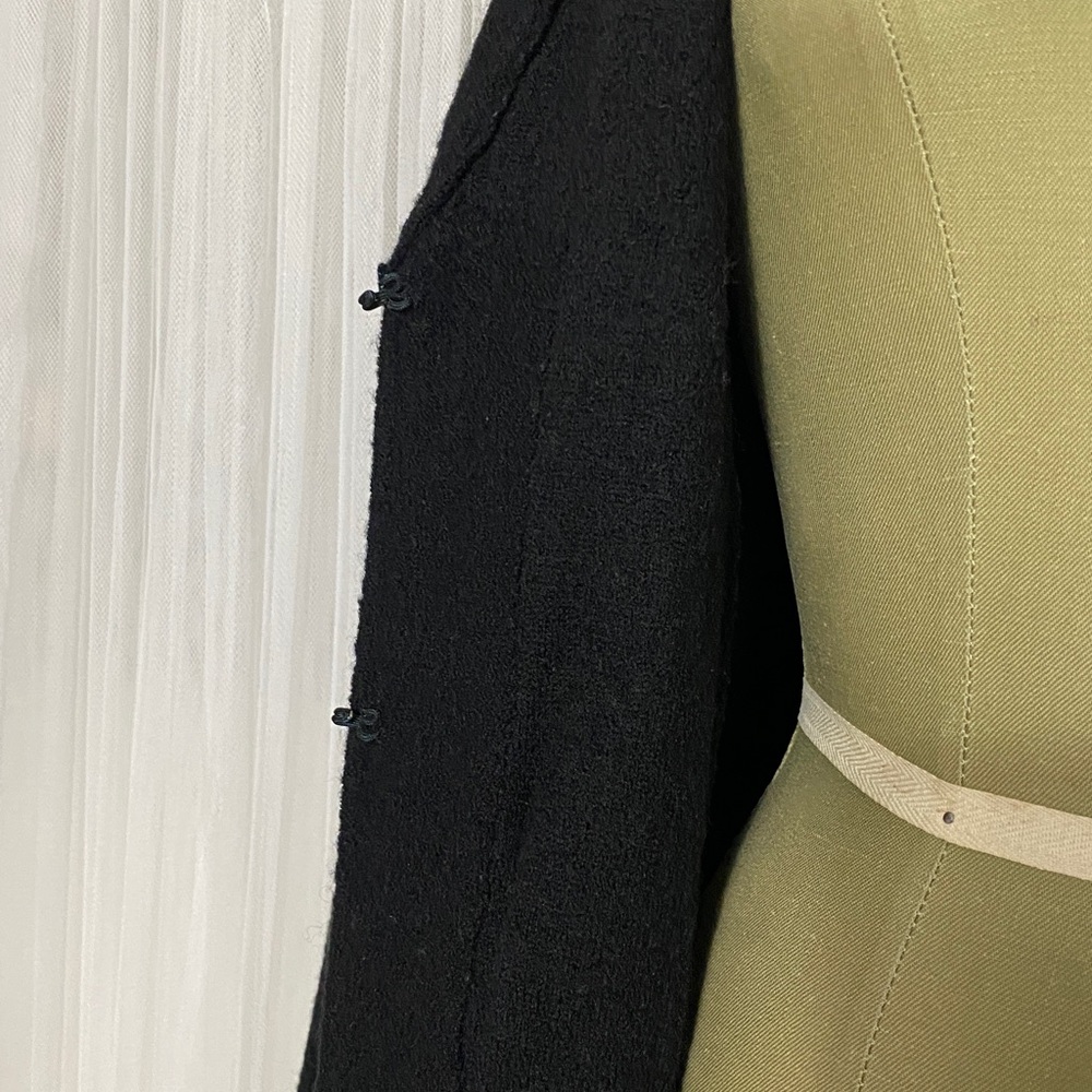 Alison Sheri Elegant Black Women's Boiled Wool Sweater Wide Collar Details XL - Picture 8 of 14
